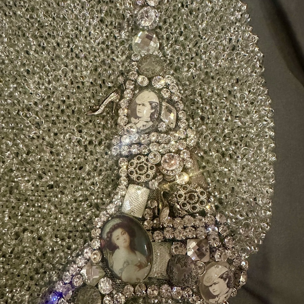Elegant Silver Beaded Tote Bag - Picture 2 of 8